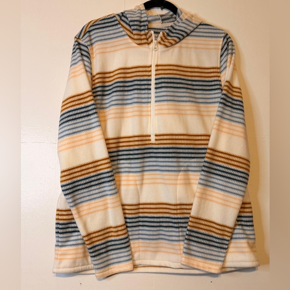 O'Neill Beige and Blue Striped Zip-Up Sweater
